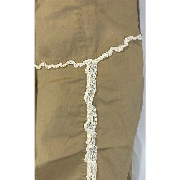 Red Valentino Khaki Beige Side Zip Skirt with Polka-Dot Lace Detail Sz. 4 - Picture 4 of 6